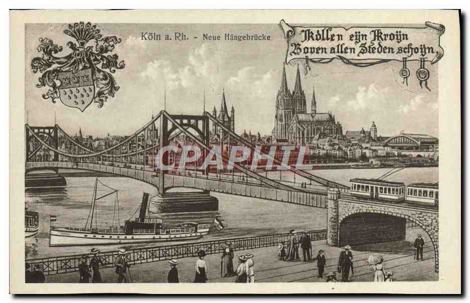 CPA Koln A Rh Neue Hangebrucke Bateau Tramway