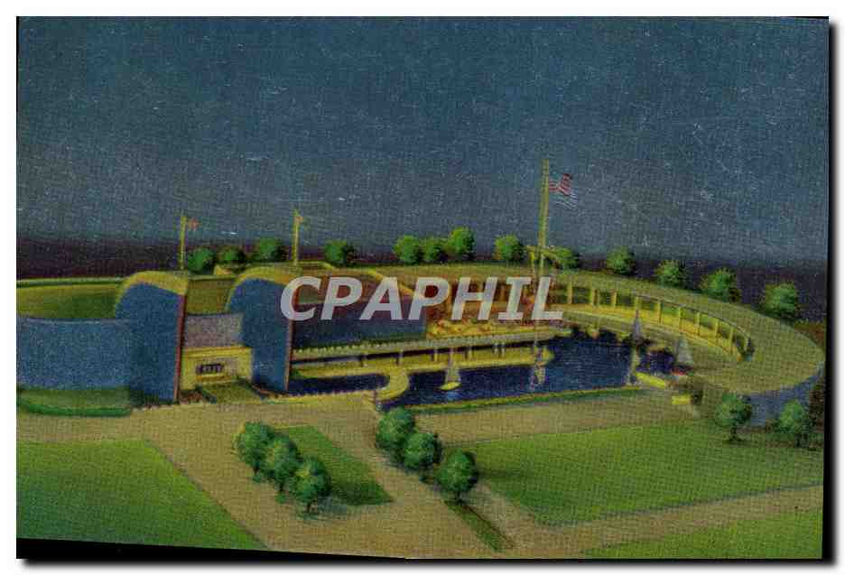 CPM New York World Fair 1940 Marine Bldg Twin Ship Prows