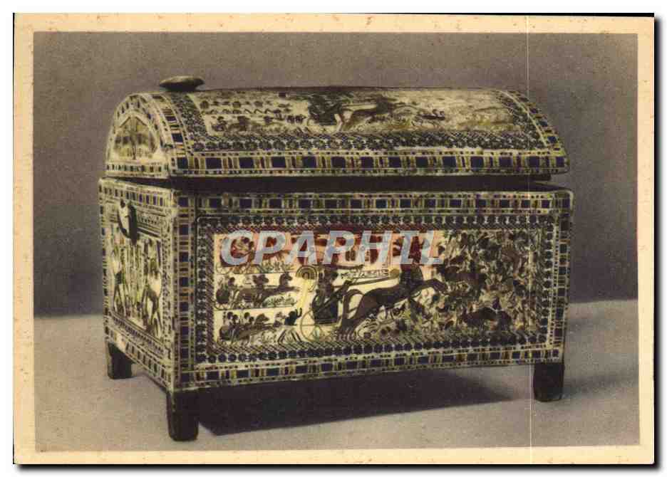 CPA Tut Ank Amen's Treasures Magnificent Wooden Chest Decorated Egypte
