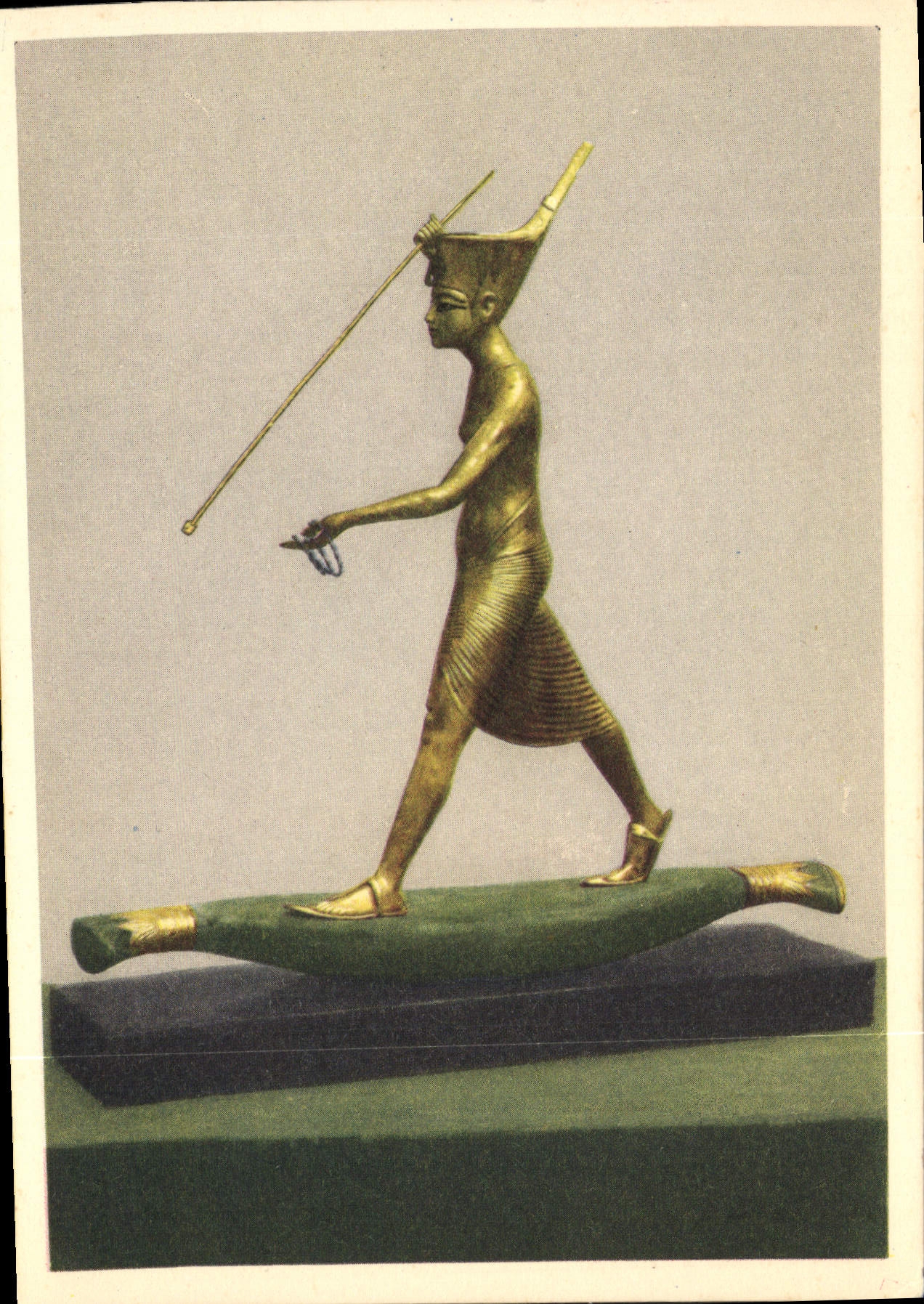 Statue d'or du roi Tutankhamon — Égypte — éditeur Lehner & Landrock, n°43