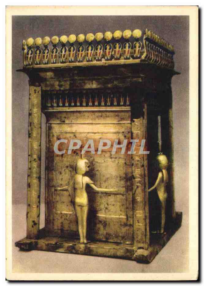 Canopique sur chariot en bois doré — Tutankhamon — Édition Lehner & Landrock