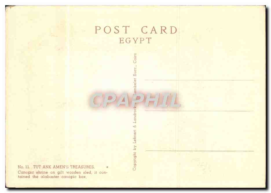 Canopique sur chariot en bois doré — Tutankhamon — Édition Lehner & Landrock — Rückseite