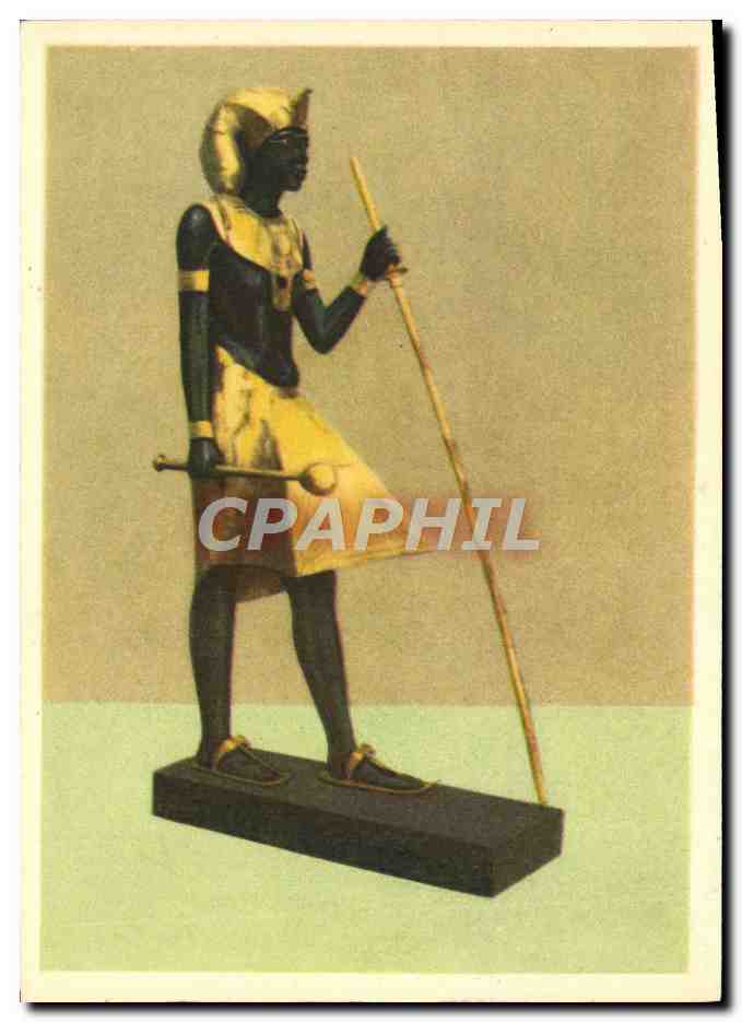 CPA King Tutankhamun Treasures Life sized statue of the king Egypte