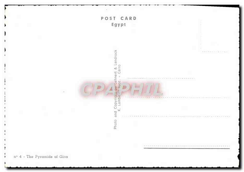 Les Pyramides de Gizeh — Égypte — K. Lamberti & Cie, Calio — Verso