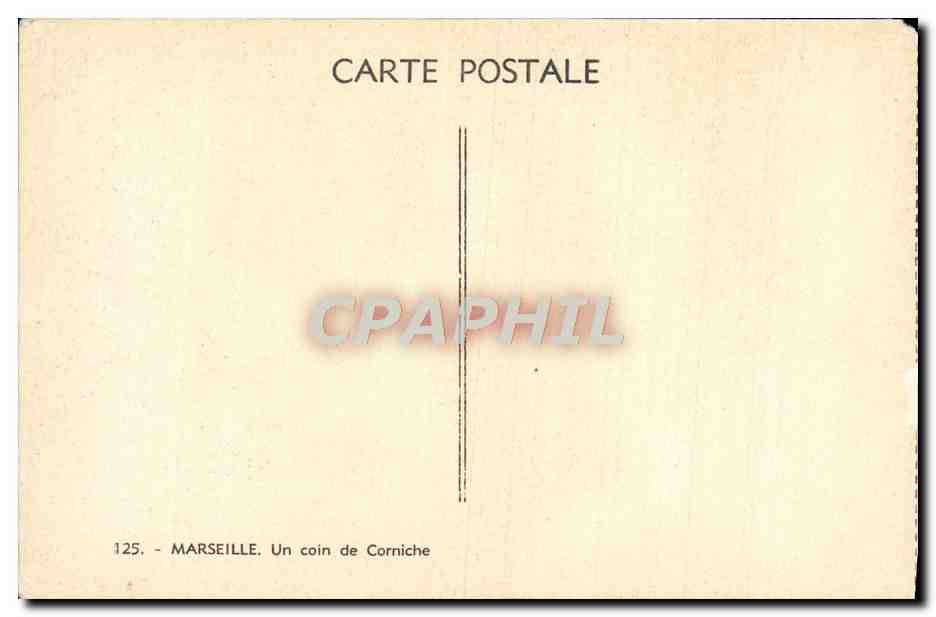 CPA Marseille Un Coin de Corniche — Verso