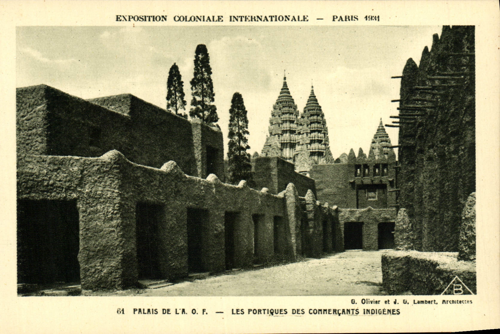 Internationale Kolonialausstellung — Paris 1934 — Palast der A.O.F. — Die Portiken der einheimischen Händler — G. Olivier und J. G. Lambert, Architekten
