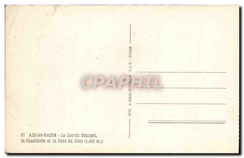 CPA Aix les Bains Le lac du Bourget La Chambotte et la dent du chat — Verso