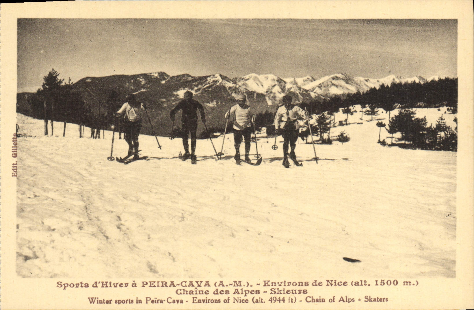 CPA Peira Cava Environs de Nice Chaine des Alpes Skieurs Ski