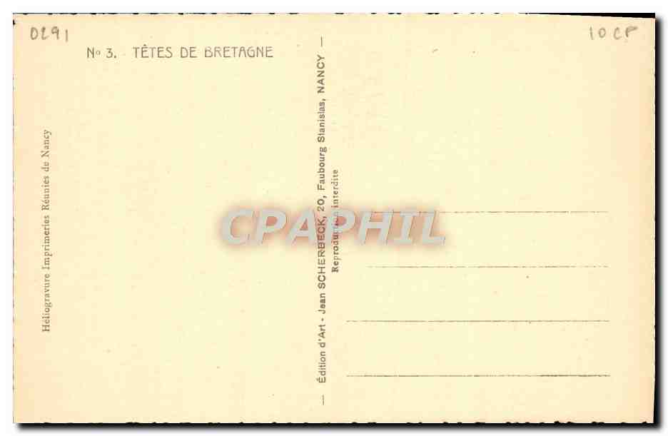 CPA Tetes de Bretagne Folklore Costume — Rückseite