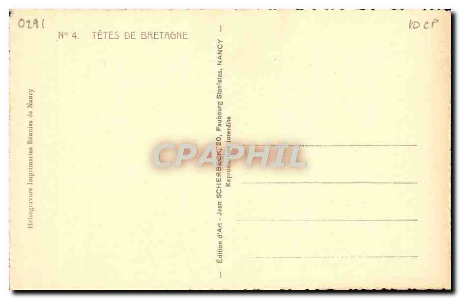 CPA Tetes De Bretagne Folklore — Rückseite