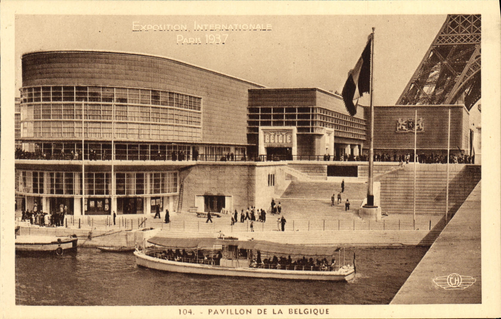 CPA Paris Exposition Internationale 1937 Pavillon de la Belgique Tout Eiffel