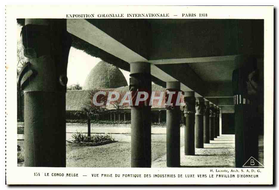 CPA Expostion Coloniale Internationale Paris 1931 Le congo Belge Portique des industries de luxe vers le pavillon d'honn