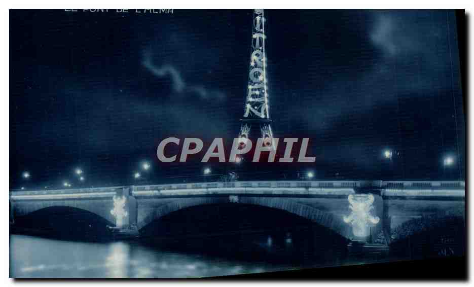 CPA Paris Exposition des Arts Decoratifs 1925 Vue de nuit Le pont de l'Alma Tour Eiffel Citroen