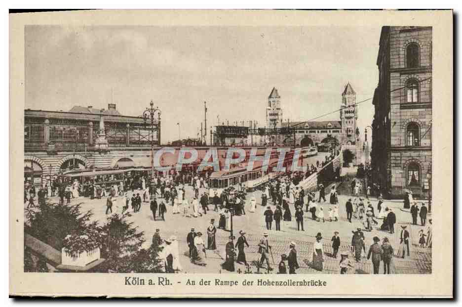 CPA Koln Rh An Der Rampe der Hohenzollernbrucke Tramway