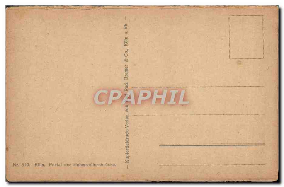 CPA Hohenzollernbrucke Portal Koln Tramway — Back