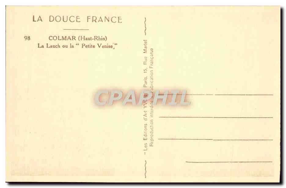 CPA Colmar La Lauch ou la Petite Venise — Rückseite
