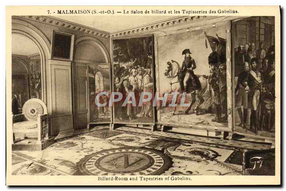 CPA Malmaison Le salon de billard et les tapisseries des Gobelins Napoleon 