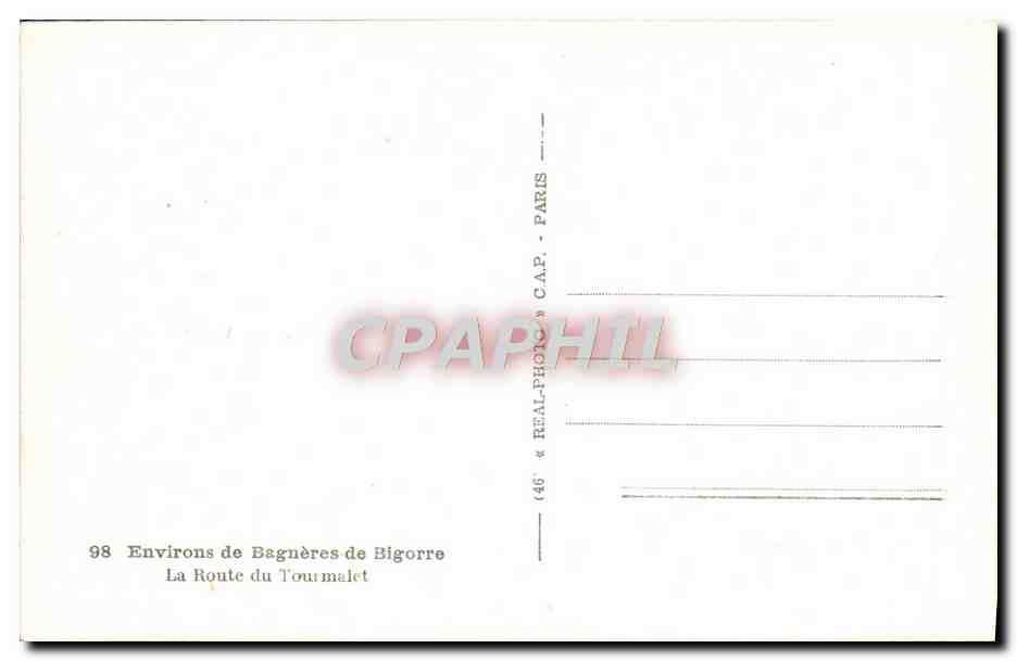 Environs de Bagnères-de-Bigorre — La Route du Tourmalet — C.A.A. — Rückseite