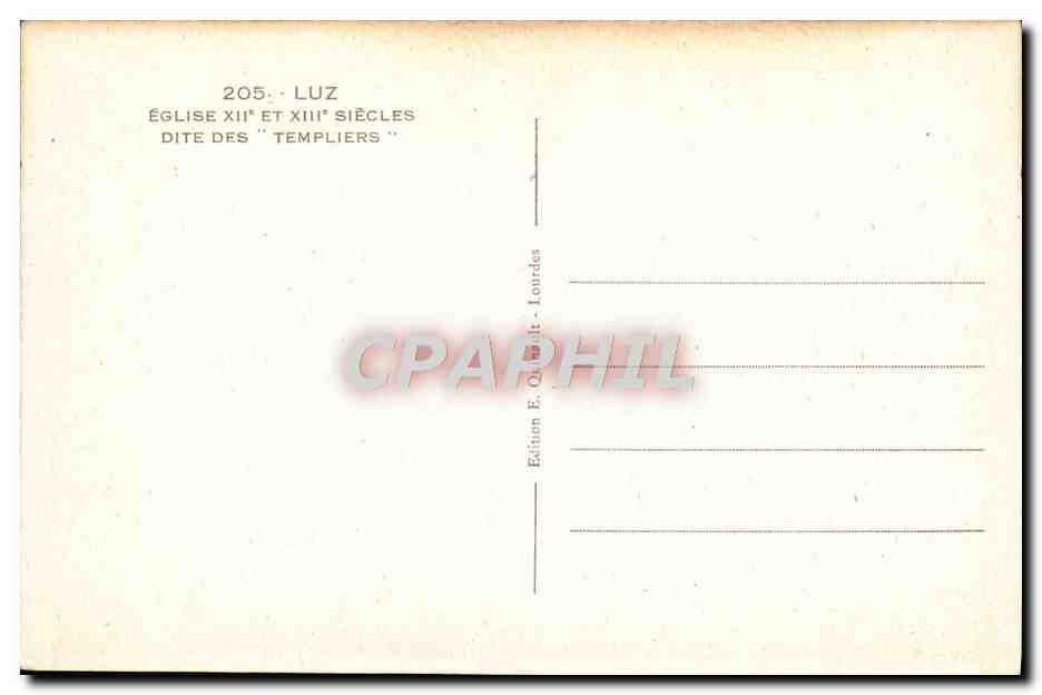 CPA Luz Eglise dite des templiers — Verso