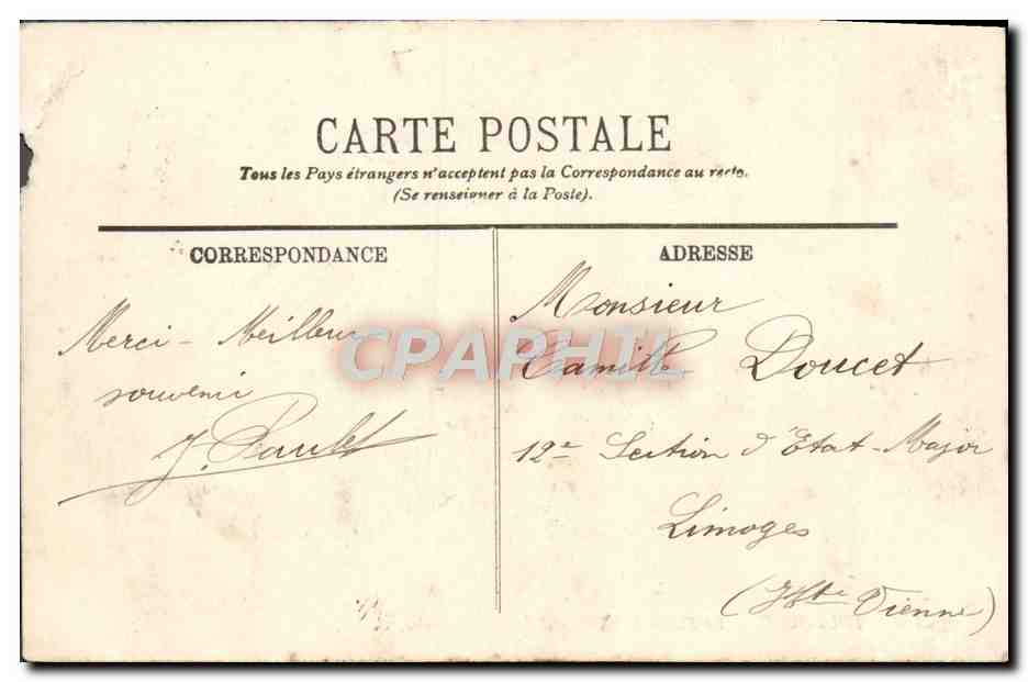 CPA Toulouse La statue de Riquet et l'Ecole Veterinaire  — Verso