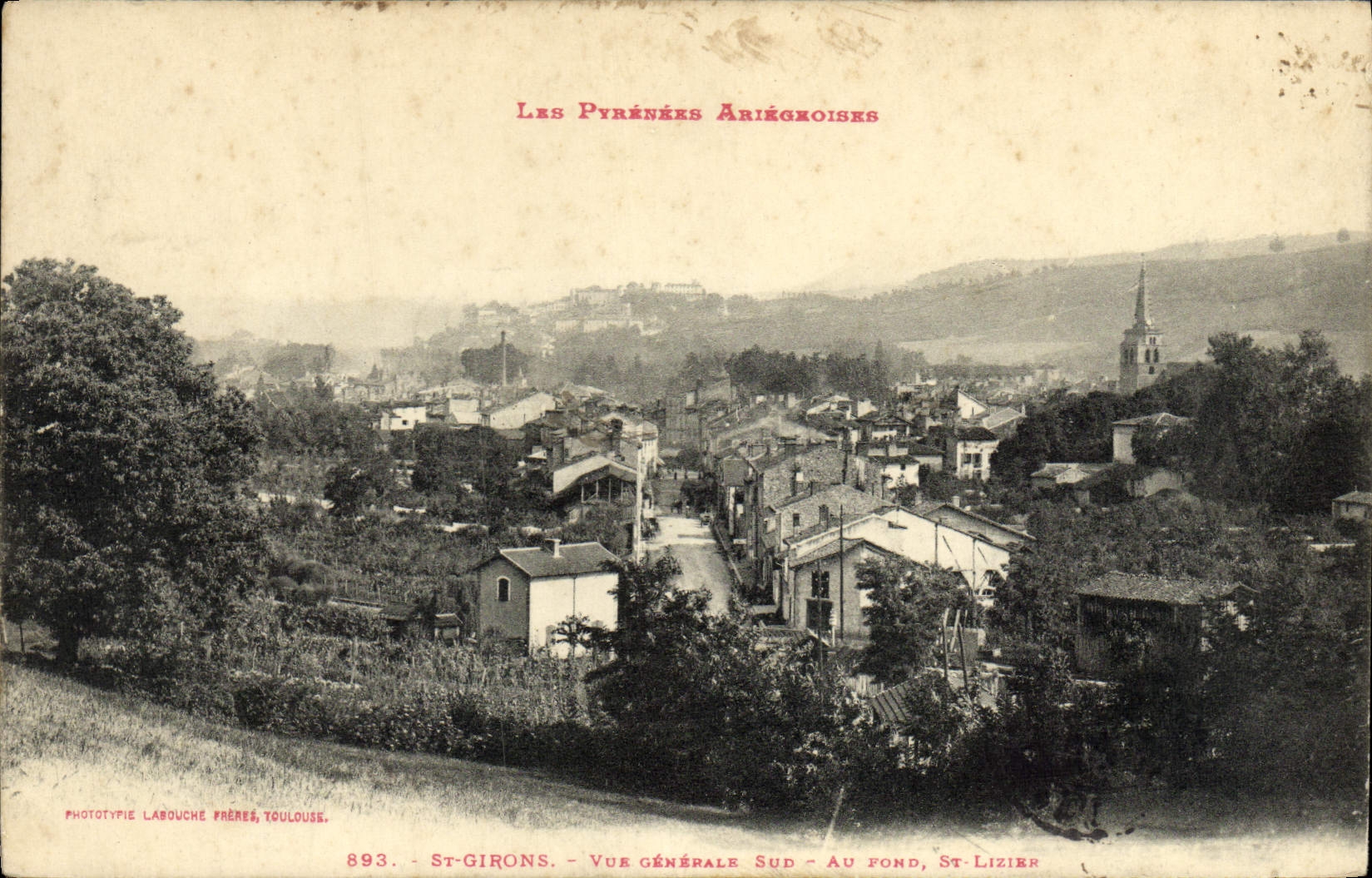 CPA St Girons Vue Generale Sud Au fond St Lizier 