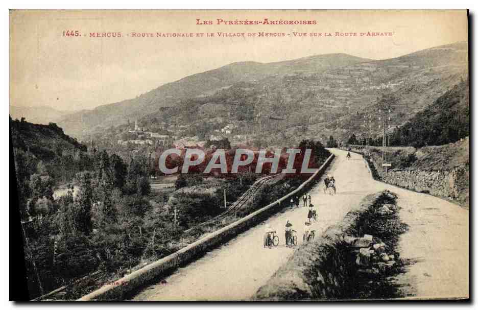 CPA.Mercus Route Nationale Et Le Village De Mercus Vue sur la route d'Arnaye