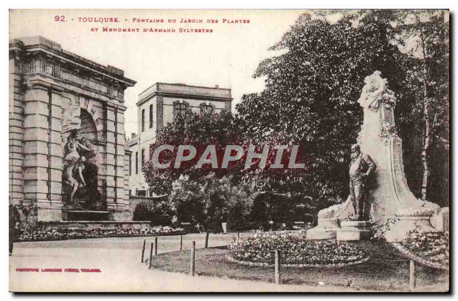 Toulouse - Fontaine du Jardin des Plantes et Monument d'Armand Sylvestre — Éditeur Languere Père, Toulouse