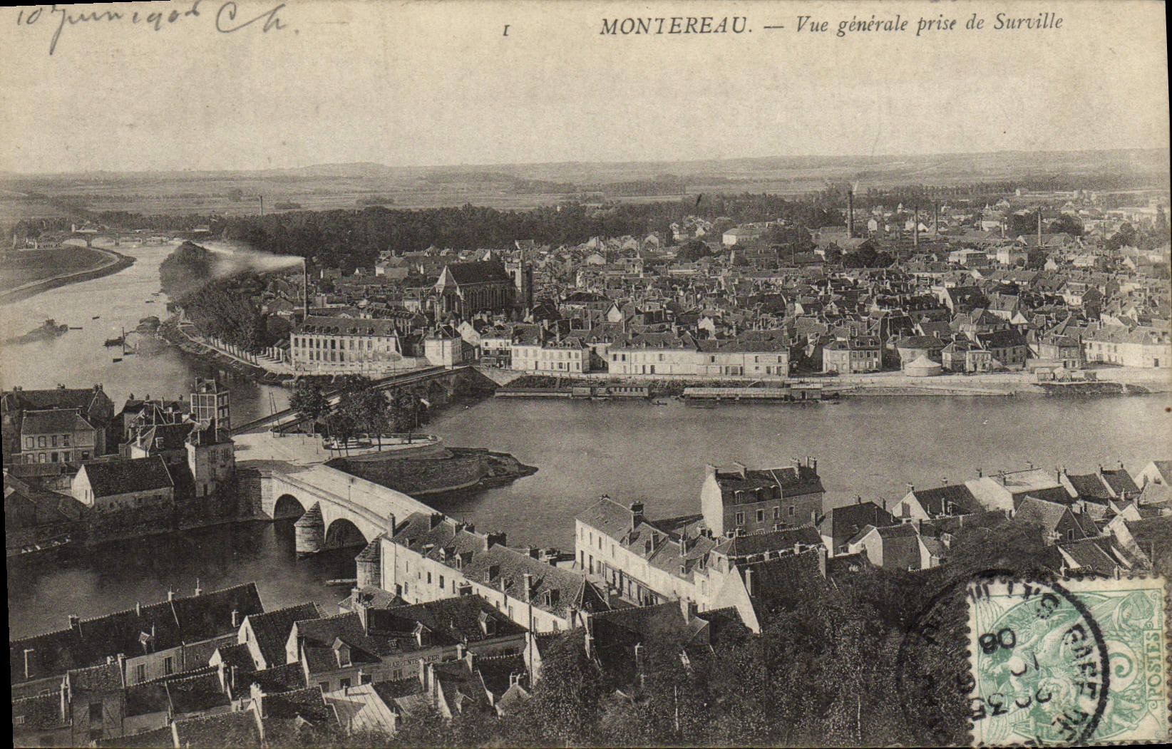 CPA Montereau Vue Generale Prise De Surville