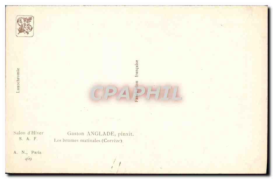 CPA Gaston Anglade Pinxit Les Brumes Matinales — Rückseite