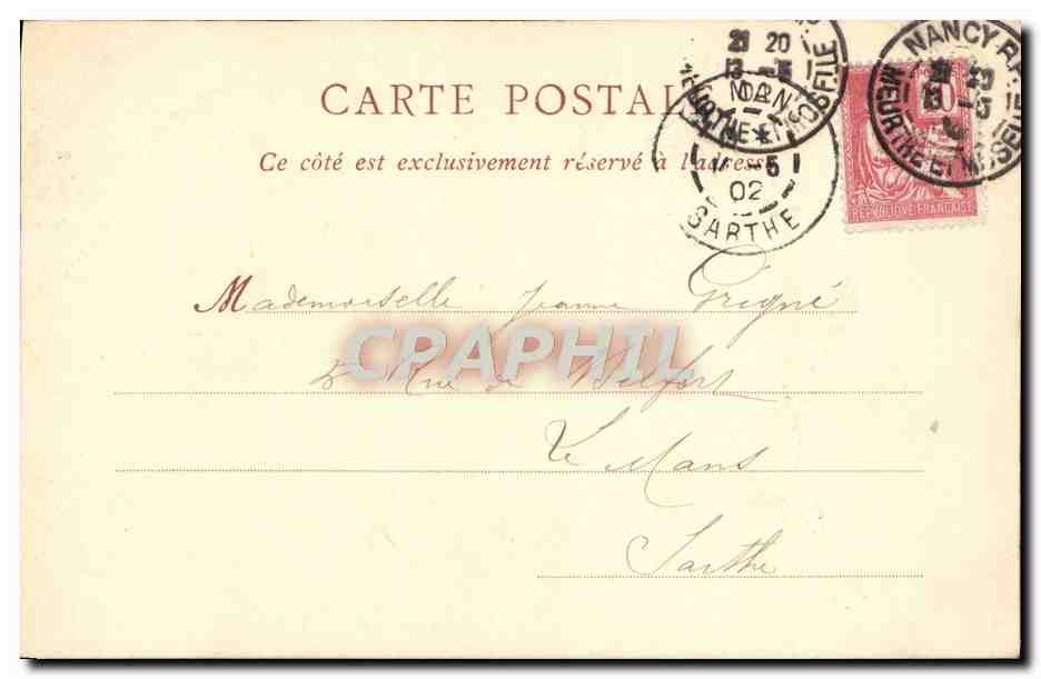 CPA Nancy Le Kiosque De Musique — Verso
