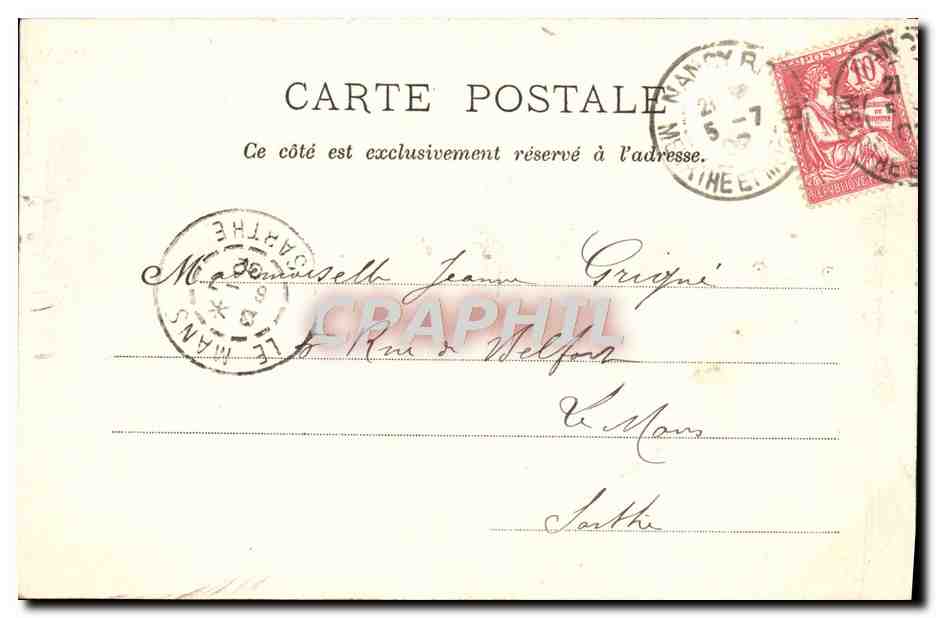 Vue sur le Canal prise du Pont Saint-Georges — Nancy — éditeur E. P. D. (Nancy) n° 102 — Verso