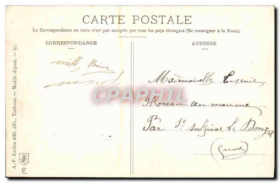 CPA Je Pense A Vous De St Sulpice Le Donzeil — Verso