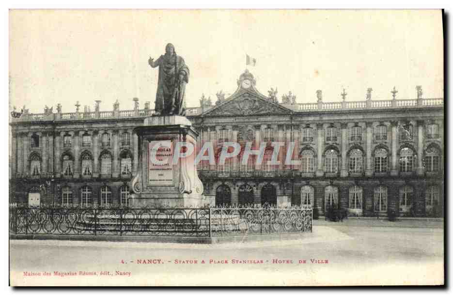 CPA Nancy Statue & Place Stanislas Hotel De Ville