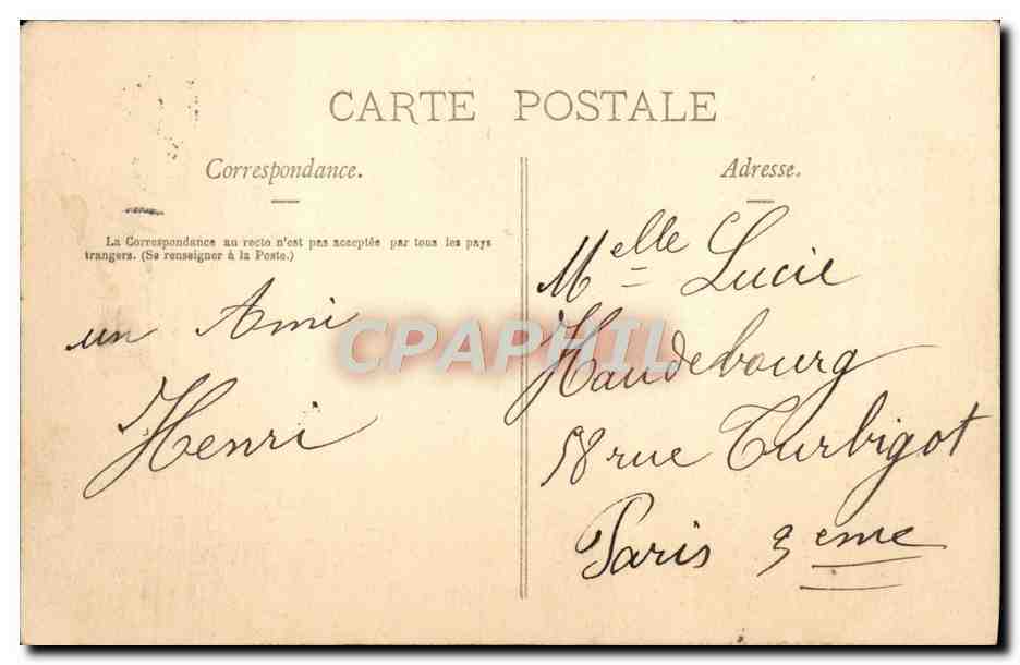 CPA Nancy L'Hemicycle De La Carriere La Pepiniere Et Le Palais Du gouvernement — Verso