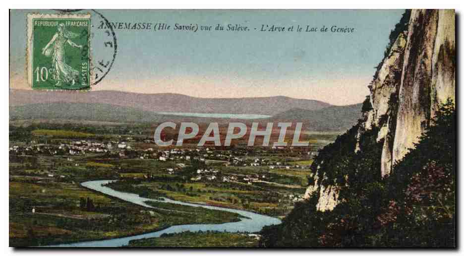 Annemasse (Haute-Savoie) vue du Salève — L'Arve et le Lac de Genève — édit. L. Fournier