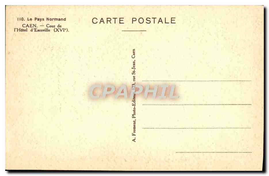 CPA Le Pays Normand Caen Cour De L'Hotel D'Escoville — Verso