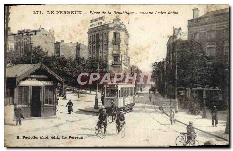 Le Perreux — Place de la République - Avenue Ledru-Rollin — E. Daciolle, phot. édit., Le Perreux