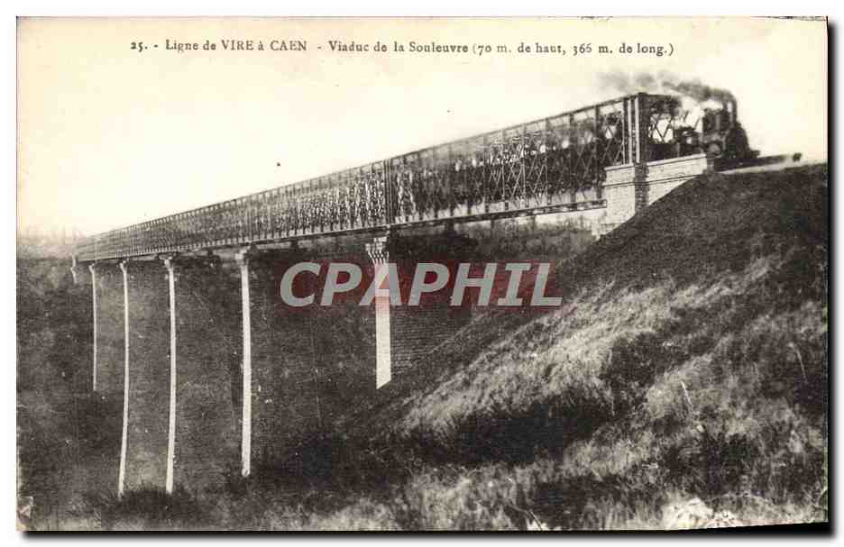 CPA Ligne De Vire A Caen Viaduc De La Souleuvre Train 