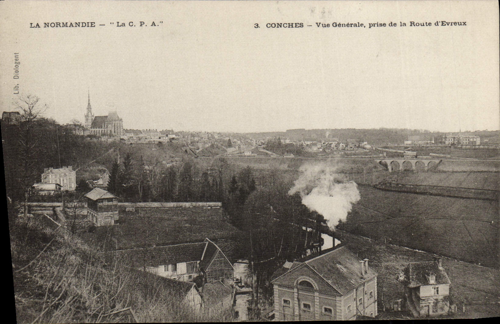 Conches - Vue Générale, prise de la Route d'Evreux — Lib. Diéogent