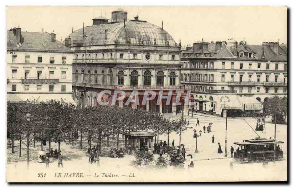 CPA Le Havre Le Theatre Tramway 
