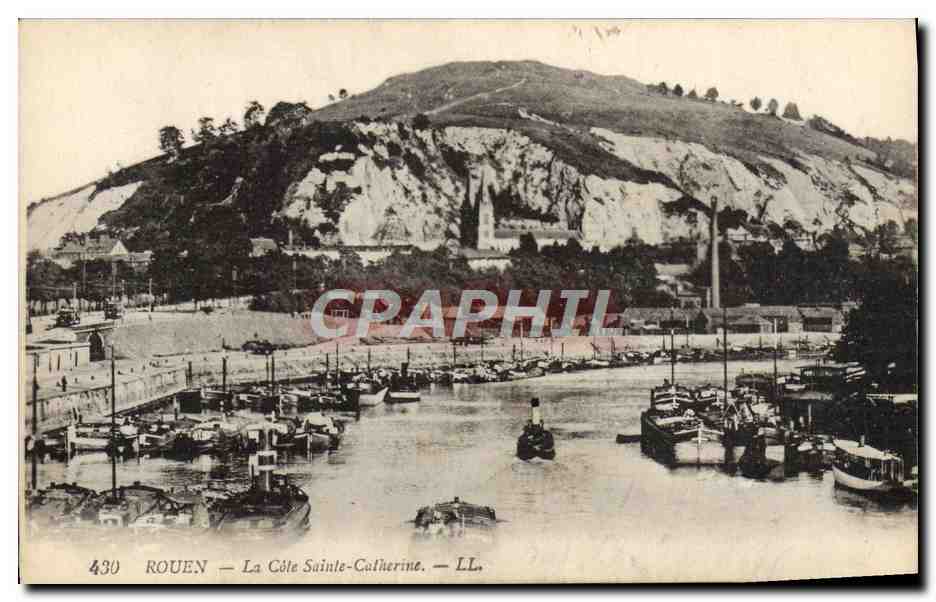 CPA Rouen La Cote Sainte Catherine Bateaux 