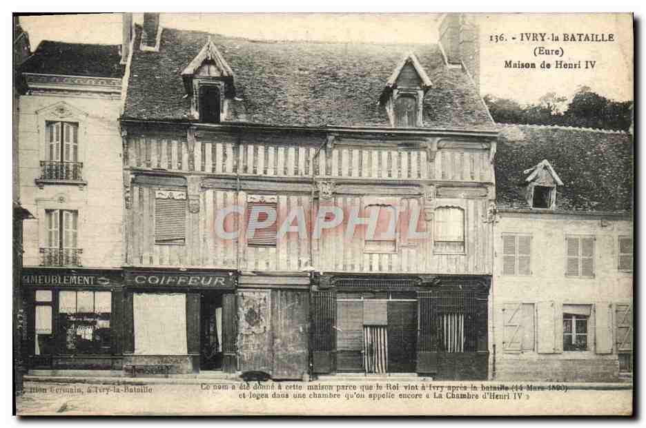 CPA Ivry la Bataille Maison de Henri IV Coiffeur 