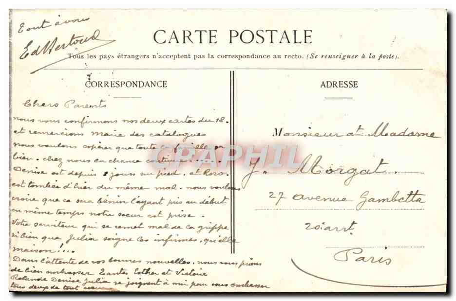 CPA Rouen Buste de Guy de Maupassant — Verso
