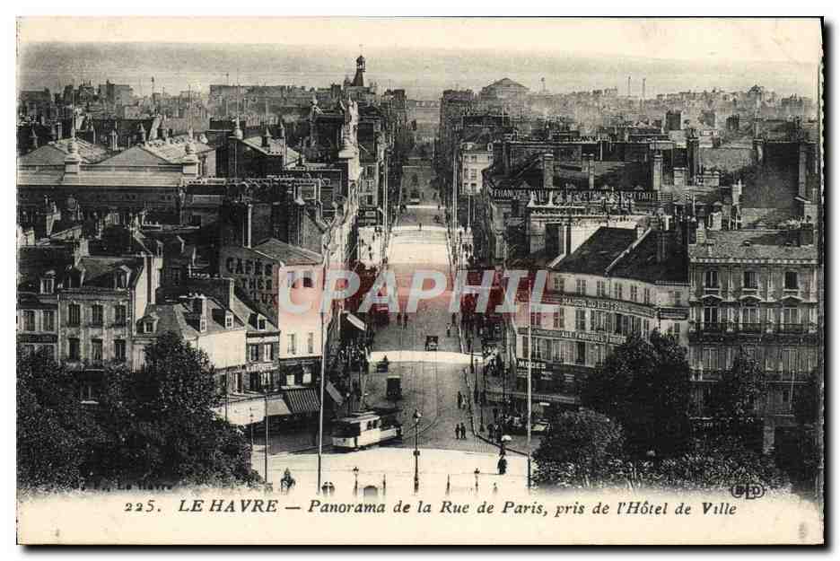 CPA Le Havre Panomara de la Rue de Paris prise de l'Hotel de ville
