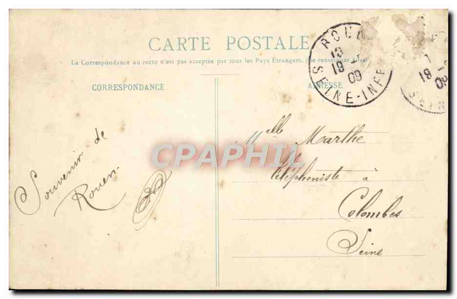CPA une pensee De Rouen Fleur — Rückseite