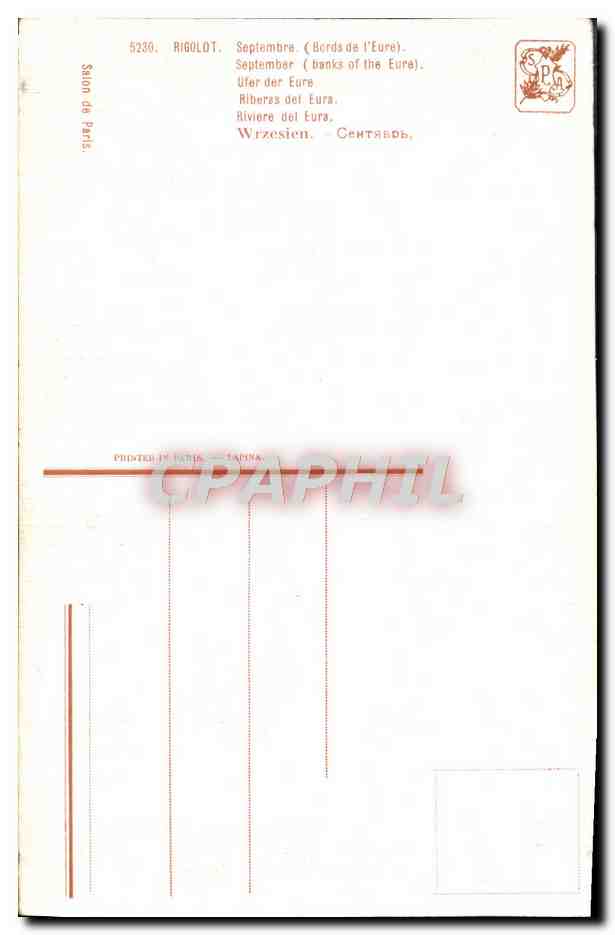 CPA Rigolot Septembre Bords de l'Eure — Verso