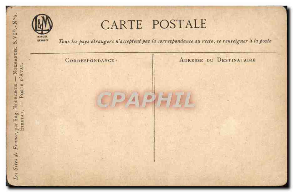 CPA Etretat Porte d'Aval — Achterkant