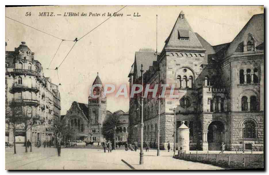 CPA Meiz L'Hotel des Postes et la Gare