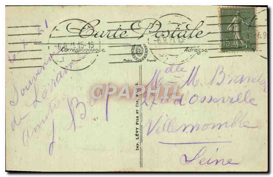 CPA Meiz L'Hotel des Postes et la Gare — Rückseite