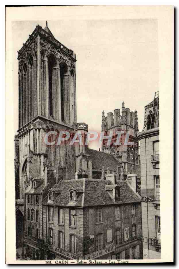 CPA Caen Eglise St Jean Les Tours Epicerie a la tour qui pecnhe 